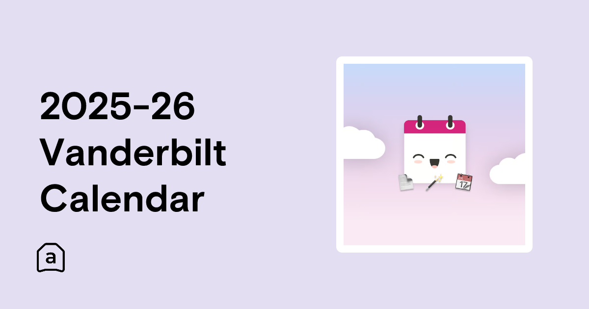 2025-26 Vanderbilt Calendar | Agenda Hero